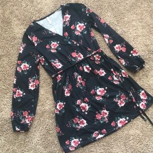 Floral print wrap dress